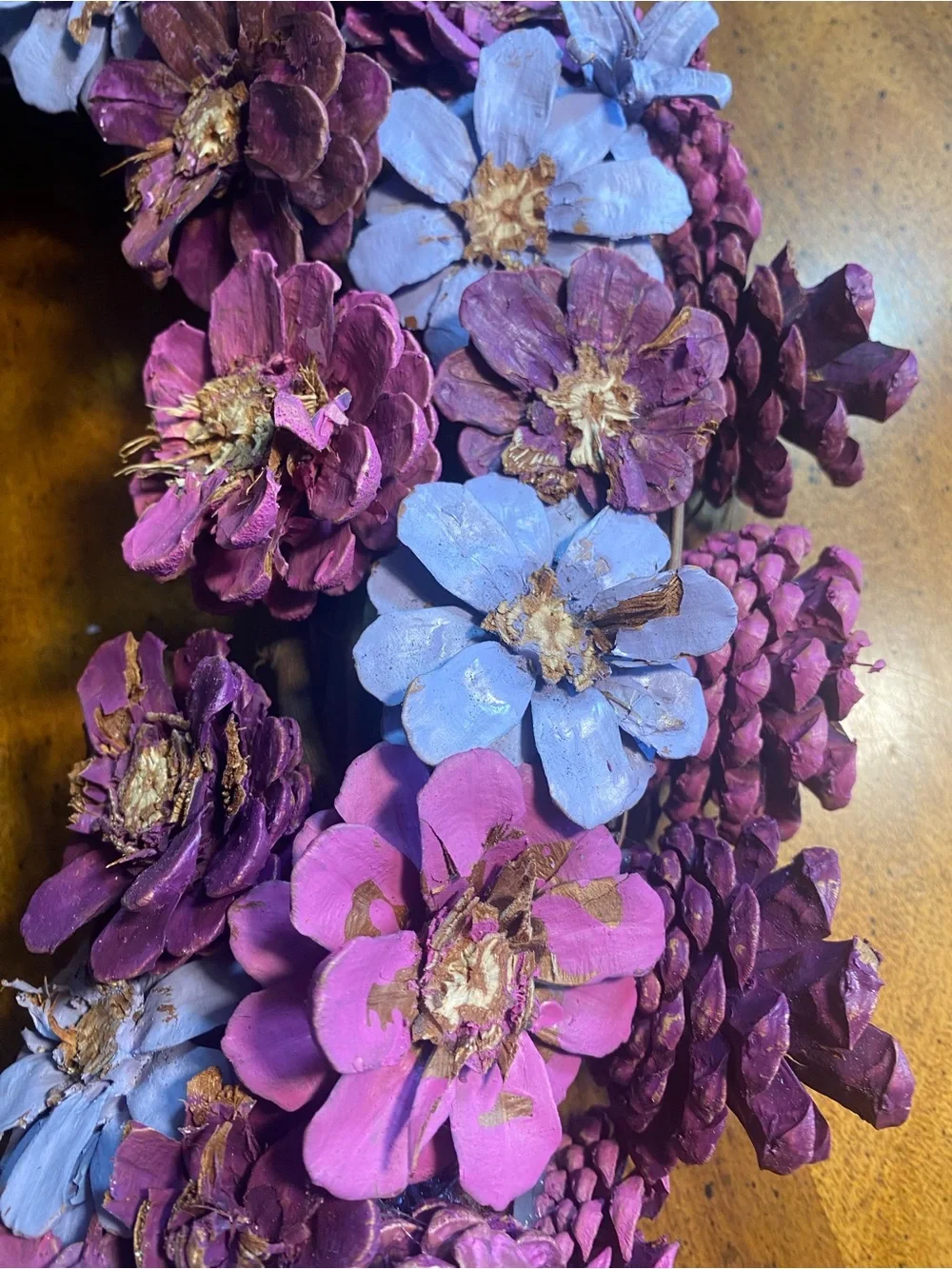 Purple Floral 20” Pinecone Spring/Summer Door Wreath